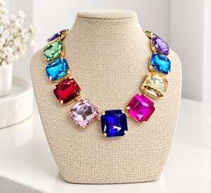 Rainbow Large Stone Dopamine Necklace New
